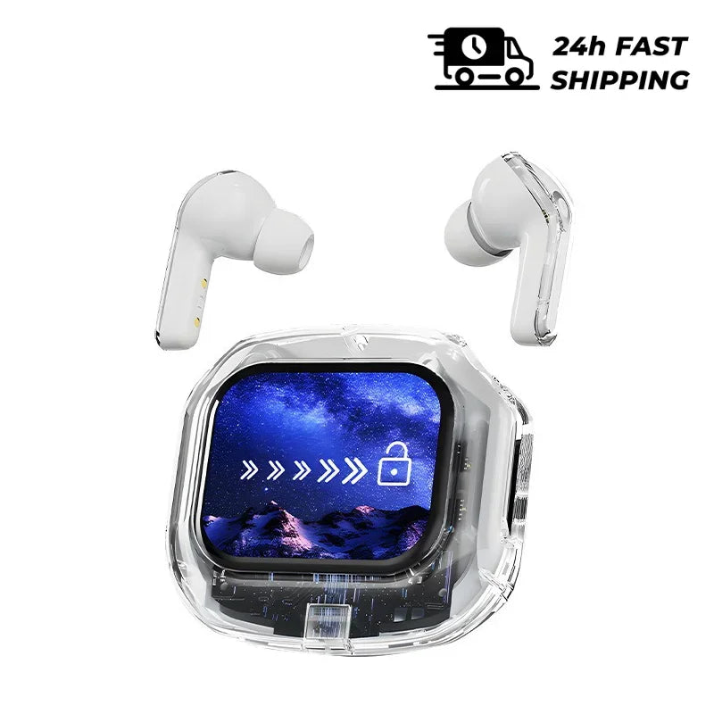 Auriculares inalámbricos Bluetooth, auriculares intrauditivos deportivos estéreo binaurales para negocios, con pantalla táctil inteligente, auriculares HiFi TWS