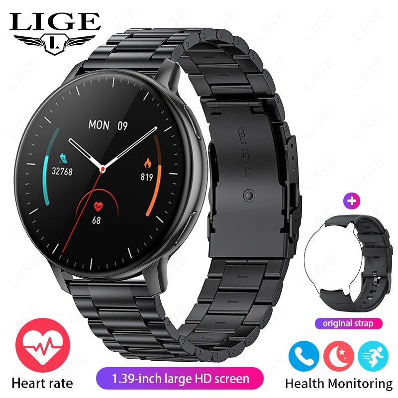 LIGE 2026 Nuevo Reloj Inteligente AMOLED con Llamada Bluetooth AOD, Reloj Deportivo Impermeable con Monitor de Frecuencia Cardíaca y Sueño, Regalo para Hombres y Mujeres