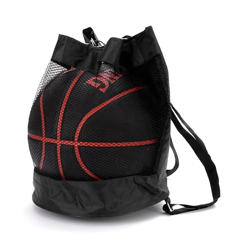 Mochila con cordón para baloncesto, caja para balones de baloncesto, bolsa de red, mochila para guardar balones de fútbol, bolsa para guardar balones de voleibol para uso en exteriores, 32 cm, color negro.