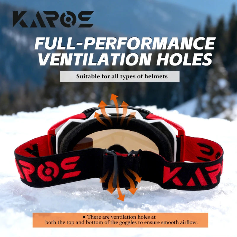 KAROS gafas deportivas lente de campo ancho almohadilla absorbente de golpes de 3 capas banda ajustable protección UV gafas de esquí para motocicleta K339