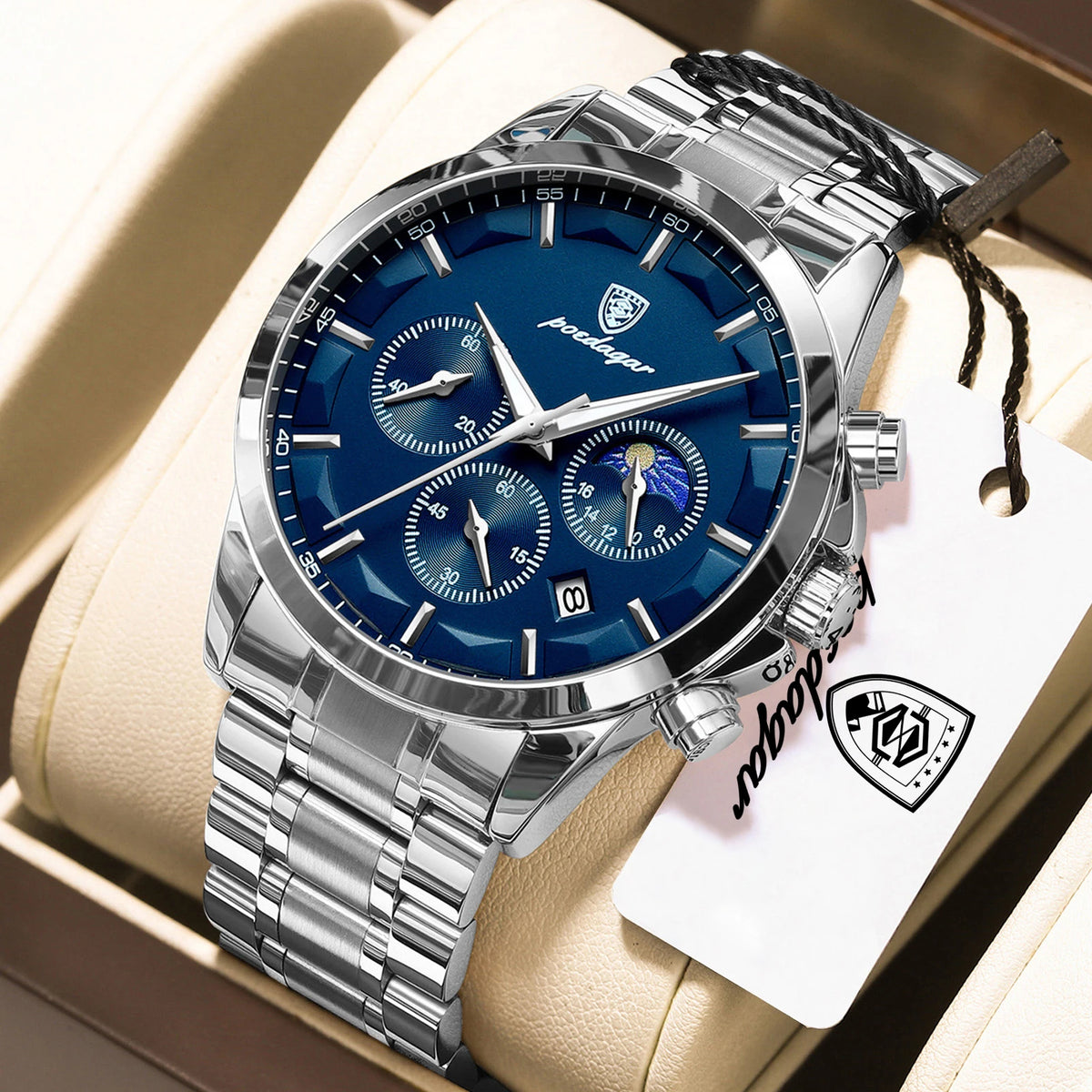 POEDAGAR Top Sports Male Wristwatch Waterproof Luminous Chronograph Date Men Watch Stainless Steel Military Men's Quartz Watches