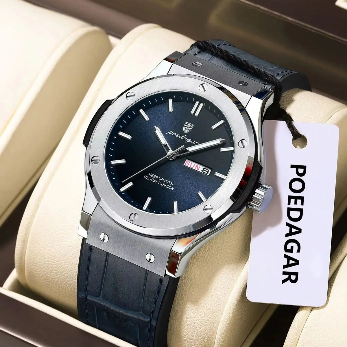 Reloj de lujo para hombre POEDAGAR, resistente al agua, con fecha y día, luminoso, correa de silicona, reloj de cuarzo a la moda para hombre