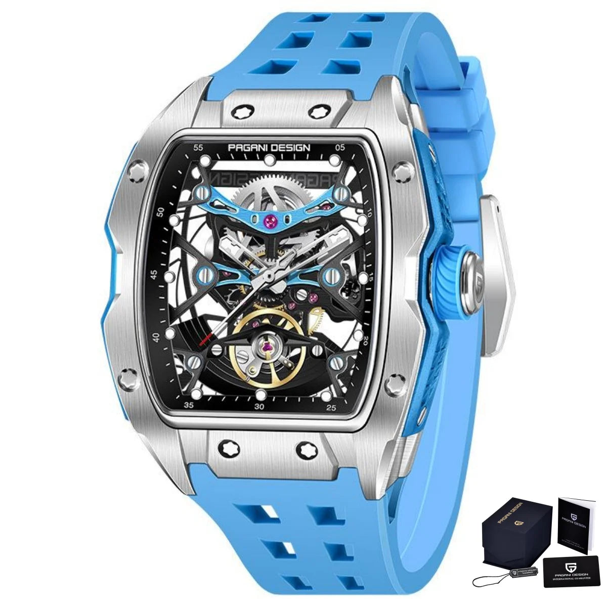 Reloj mecánico para hombre PAGANI DESIGN de 42 mm con esfera esqueletada, reloj automático de lujo con cristal de zafiro y resistente al agua hasta 50 m para hombre
