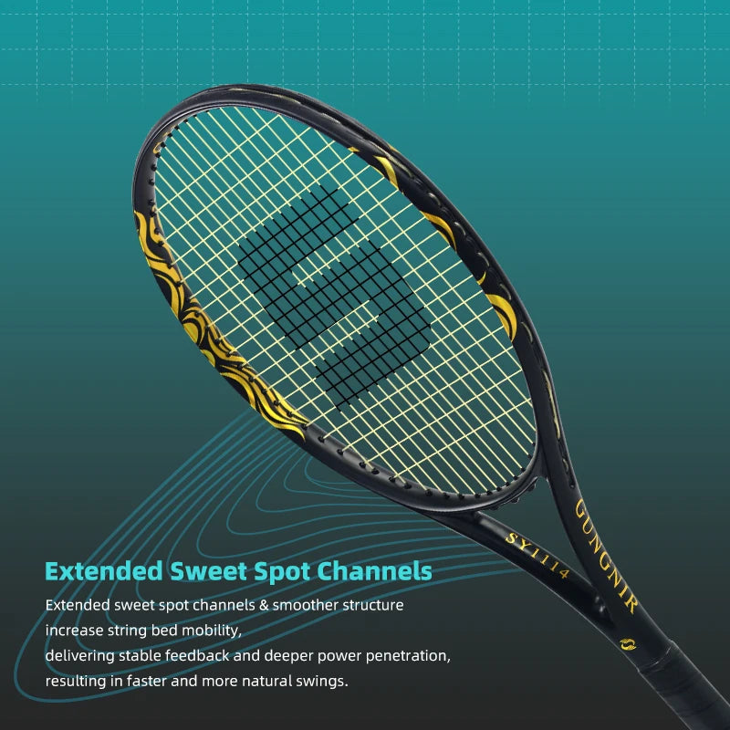 Raqueta de Tenis Profesional SALYWEE Ultraligera 265g, Fibra de Carbono Integral, Proceso de Estampado en Caliente, 55lbs, Equipo de Lujo Universal para Adultos
