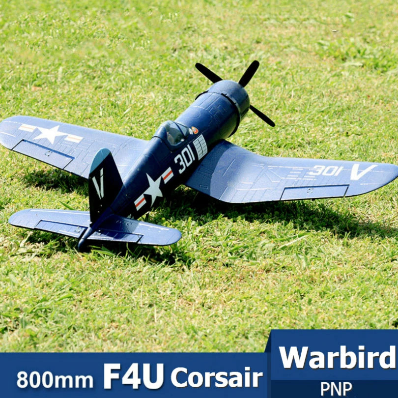 FMSRC-miniavión Warbird F4U Corsair V2 azul PNP de radiocontrol, modelo de avión, avión Avion pequeño, regalo barato, 800mm