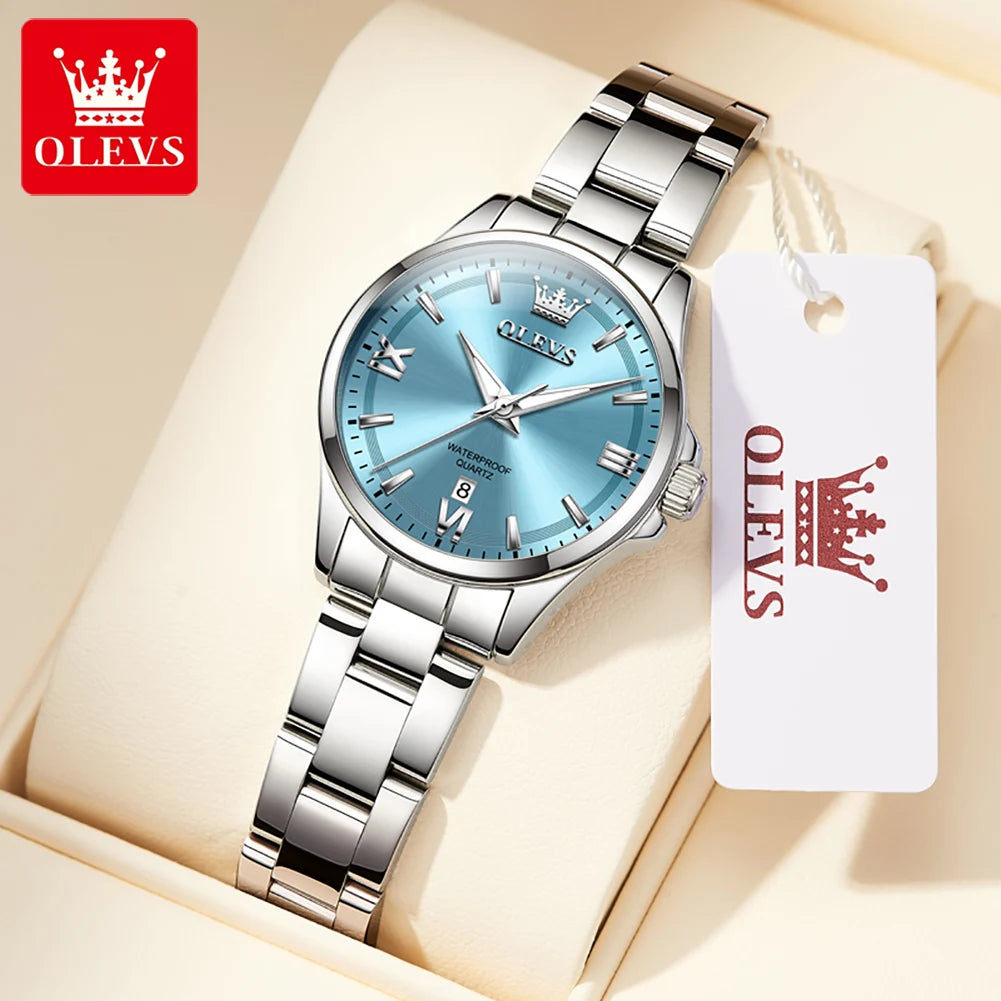 Reloj OLEVS 3668 para mujer, moderno, resistente al agua, luminoso, de cuarzo, con fecha automática, pulsera para dama, caja de regalo original.