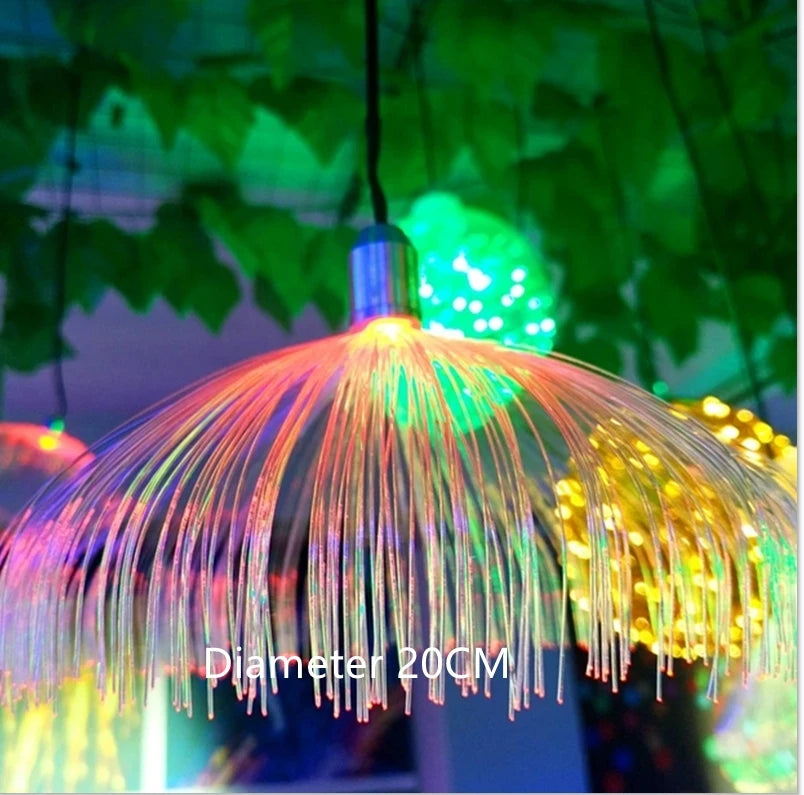 Fiber Optic Jellyfish  String Light Dandelion Fairy Garland Light Colorful Romantic Atmosphere Party Wedding Pendant Lamps10PCS
