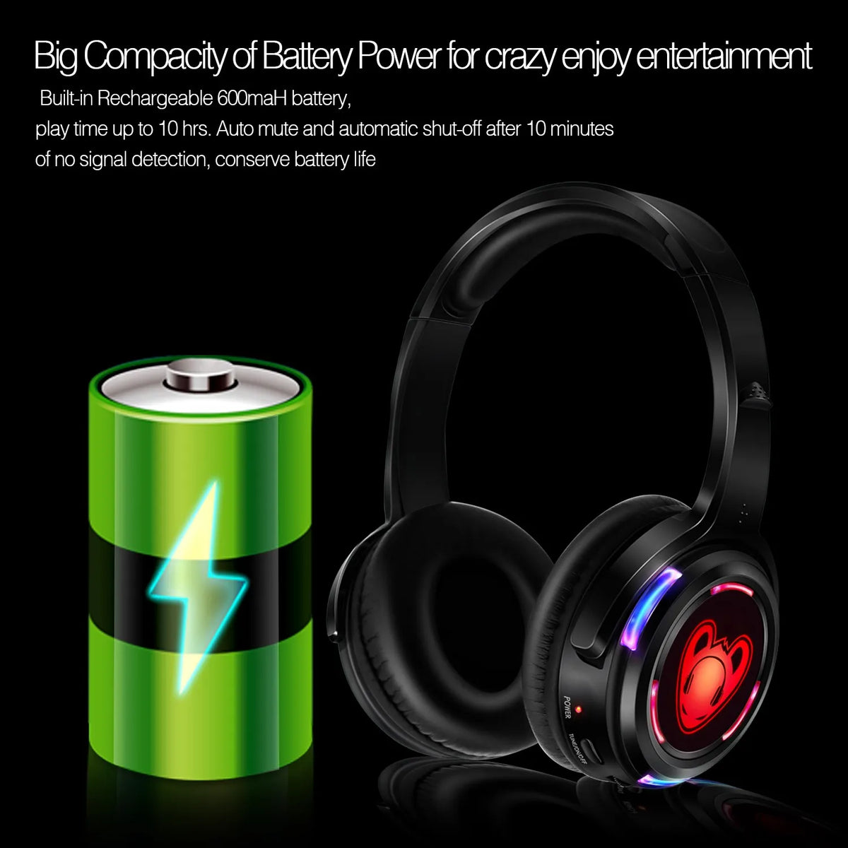 Auriculares inalámbricos Silent Disco y auriculares con logotipo LED RF para DJ, música, fiestas y clubes (solo auriculares)