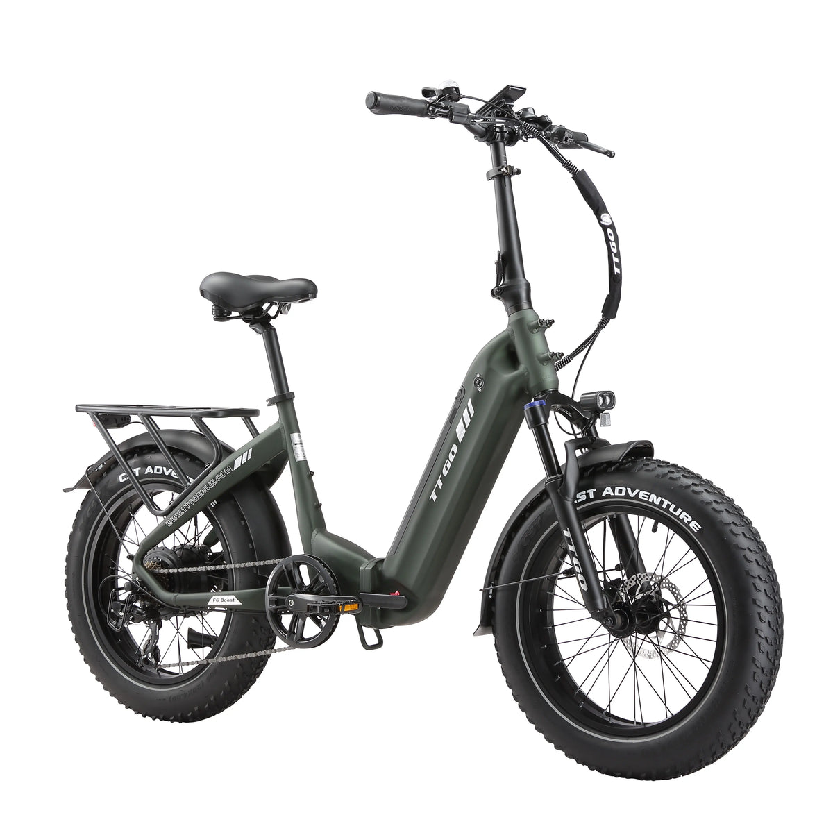 Bicicleta eléctrica de montaña Ttgo F6 Boost de 20" Fat Fire, 250W 48V 18Ah, doble sensor, freno hidráulico, 7 velocidades, larga autonomía de 150 km