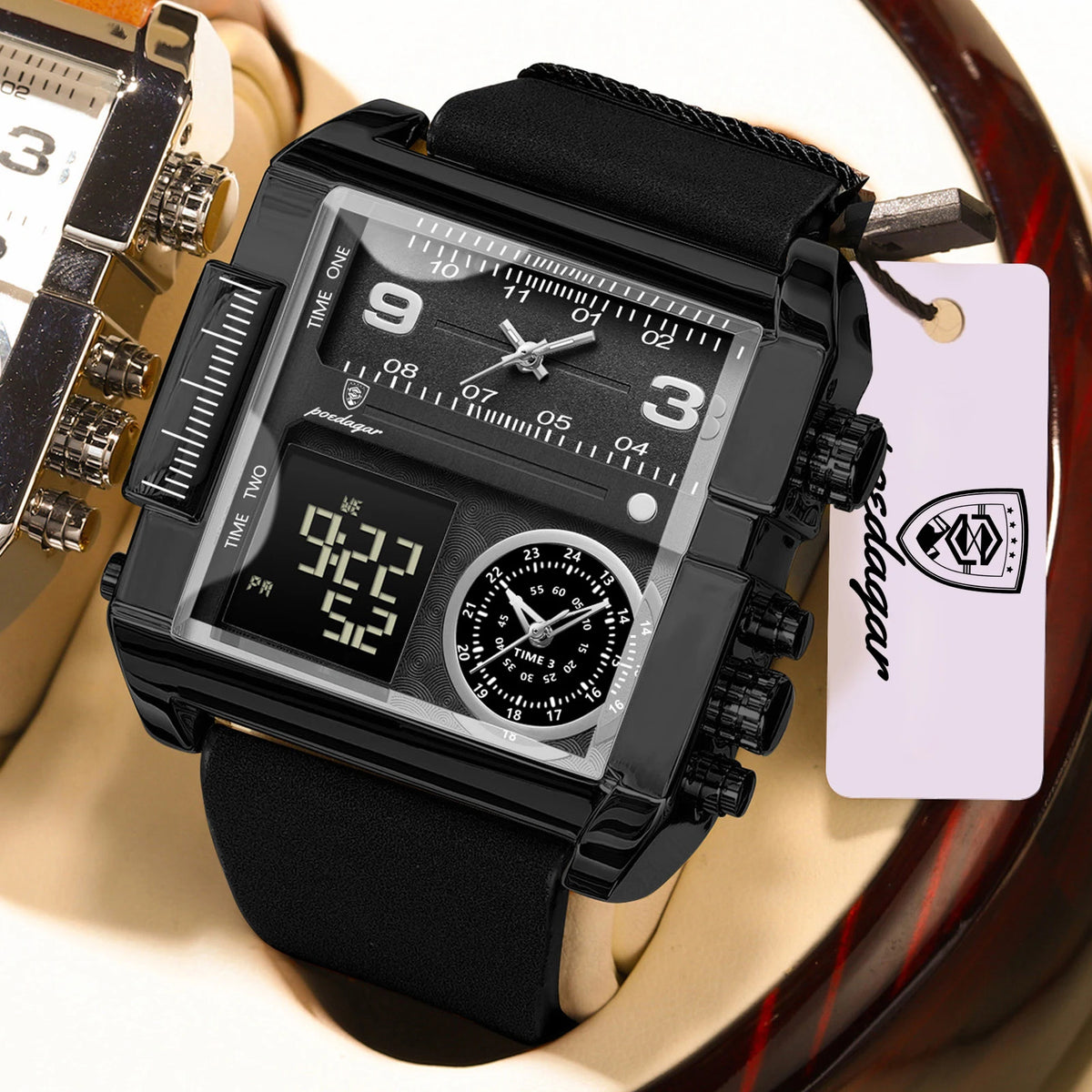 Reloj de pulsera para hombre POEDAGAR de lujo, resistente al agua, luminoso, con alarma, cuarzo, fecha, día de la semana, deportivo y digital.
