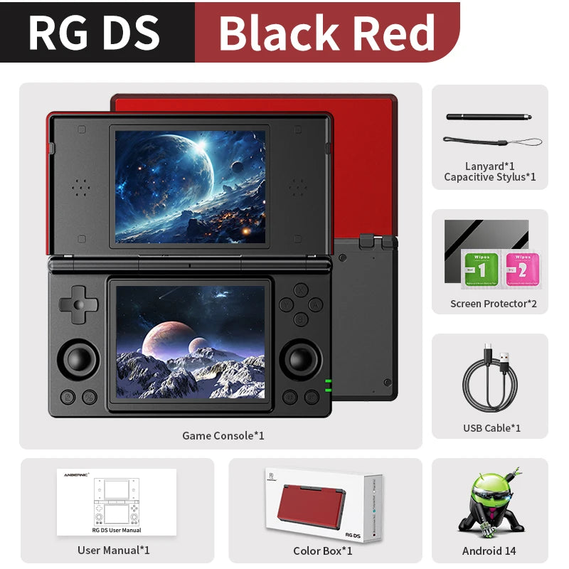 Anbernic RG DS Flip Retro Handheld Game Console 4" IPS Dual Screen Android/Linux Dual OS 4000mAh AI Wifi Streaming RixelHK Gifts