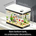 Mini pecera para peces betta, acuario de escritorio ecológico para sala de estar, tanque para mascotas pequeñas, pecera de plástico transparente con tapa