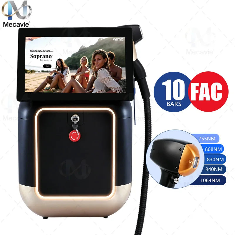 Dispositivo de Depilación Láser de Diodo de 5000W para Eliminación de Tatuajes, 6 Longitudes de Onda 755 808 810 830 940 1064nm y Depilación Permanente