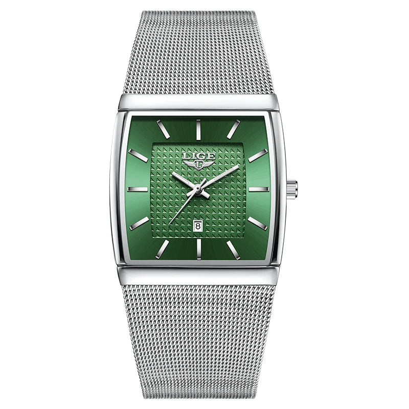Relojes de lujo LIGE 2026 para hombre, moda, negocios, oro rosa, negro, ultrafinos, malla, resistentes al agua, luminosos, relojes de cuarzo para hombre