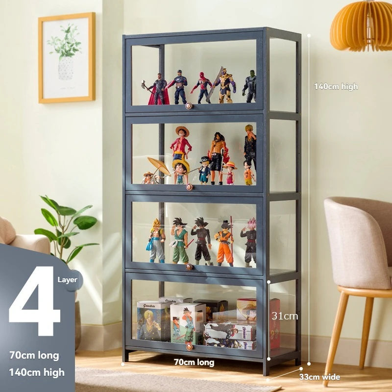 Vitrina hecha a mano, vitrina transparente a prueba de polvo con imitación de vidrio, caja de almacenamiento acrílica para juguetes Lego, estante para libros