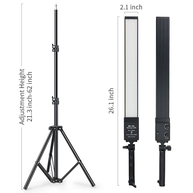 Panel de luz LED para estudio fotográfico, lámpara de relleno de vídeo de 3200-5600K, iluminación de fotografía con trípode para transmisión en vivo, Youtube, Tiktok, Volg