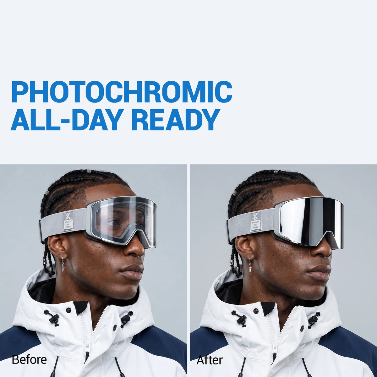 Gafas de Nieve Magnéticas con Protección UV400 Kapvoe, Gafas de Esquí Fotocromáticas para Hombre, Gafas de Snowboard Antivaho para Mujer, Equipo de Esquí