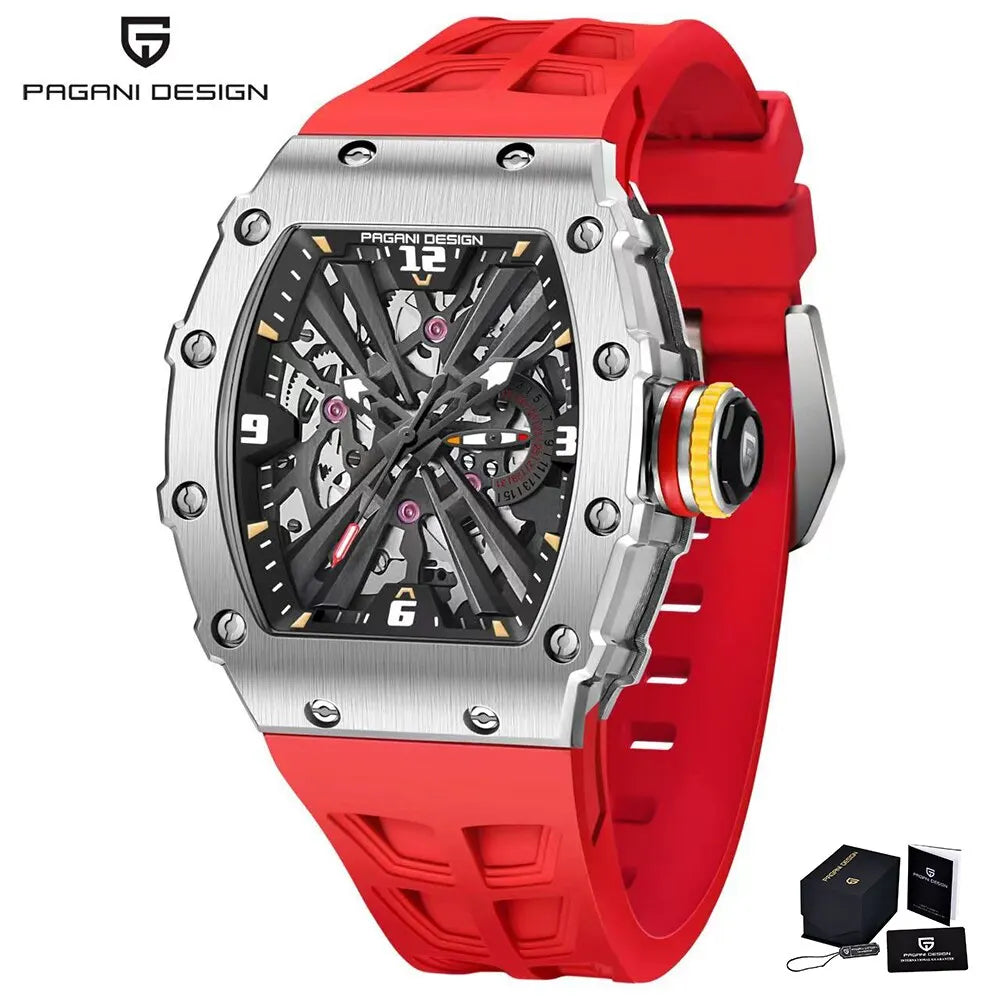 Reloj de cuarzo para hombre PAGANI DESIGN 2026, esfera esqueletizada VH65, resistente al agua 100M, reloj deportivo rectangular con cristal de zafiro para hombre