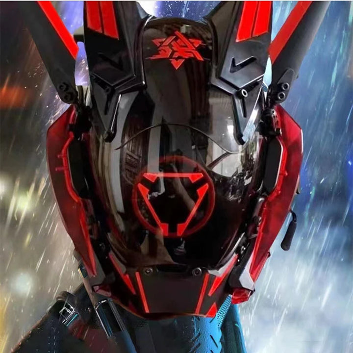 Máscara de casco nuevo Cyberpunk Samurai Robot Tech Shinobi especial Punk Techwear con luz Led máscara de Cosplay juguete niños regalo de Halloween ﻿