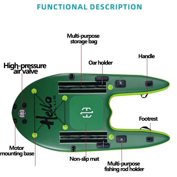 Tabla de Paddleboard Inflable Resistente para Pesca, Equipo Acuático, Tabla de Pesca Estilo Rana, PVC, Capacidad de Carga 200KG, Plataforma