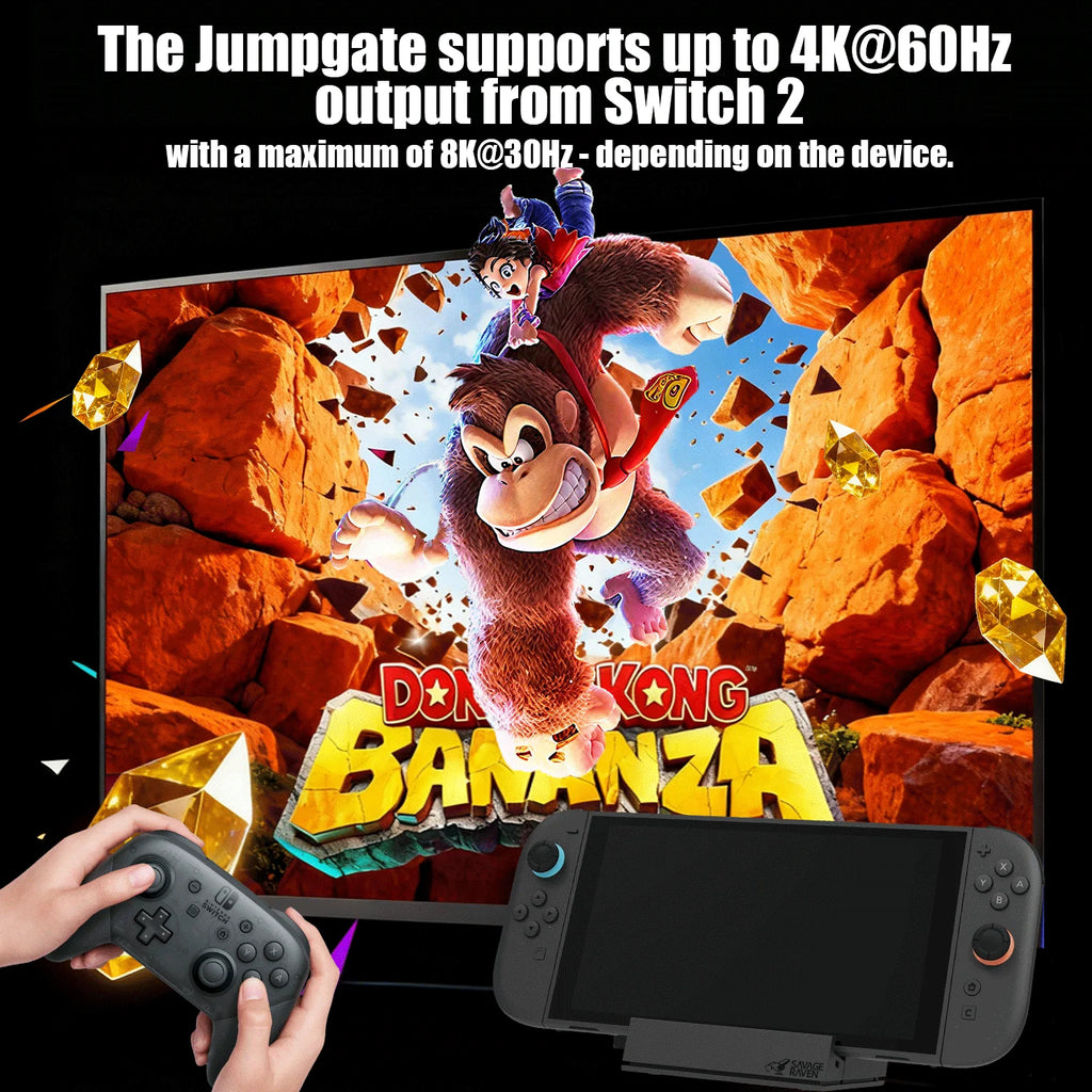 Savage Raven by Skull & Co. Jumpgate Dock USB C Hub Estación de acoplamiento con soporte portátil para Nintendo Switch 2 y OLED