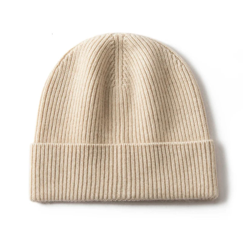 MERRILAMB Gorro de Cachemira Natural para hombre, gorro de punto informal suave y cálido para invierno, gorros acanalados de Color sólido para otoño