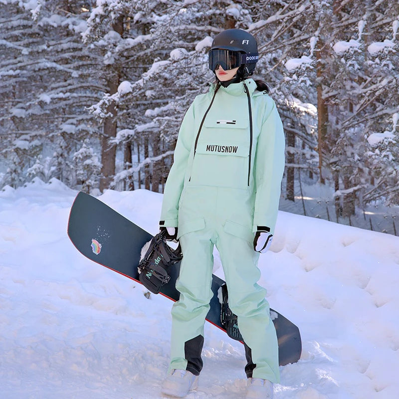Trajes de Esquí de Una Pieza para Invierno, Overoles para Mujer, Chaqueta de Snowboard Nueva para Hombre, Conjunto de Esquí Cálido, Impermeable y Resistente al Viento