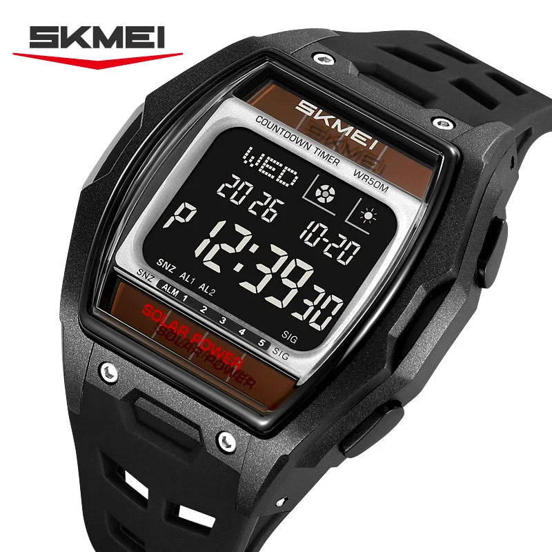 Reloj SKMEI 2750 de lujo para exteriores, pantalla grande, multifuncional, resistente al agua 5ATM, deportivo, con energía solar, para hombre y mujer