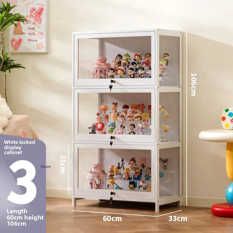 Vitrina transparente para Lego con cerradura, armario para adornos y cajas ciegas, almacenamiento de accesorios, estilo clásico y funcional.