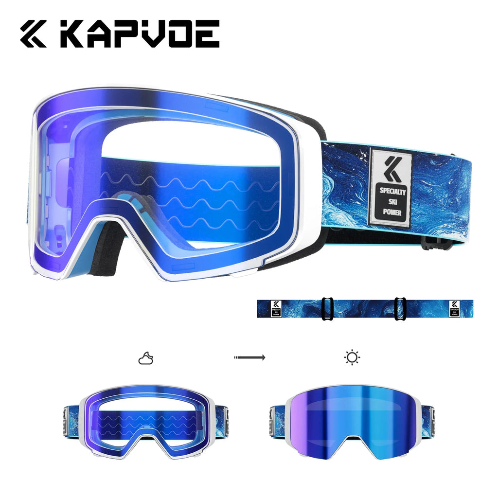 Gafas de esquí Kapvoe con protección UV400, diseño plegable y lentes magnéticas, fotocromáticas, para hombre, para esquí, para uso en motos de nieve, antivaho, para snowboard, para mujer.