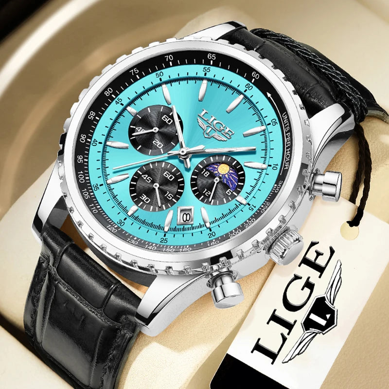 Reloj para hombre LIGE, nuevo reloj de acero completo, resistente al agua, luminoso, de cuarzo, de moda, militar, con fecha y cronógrafo.