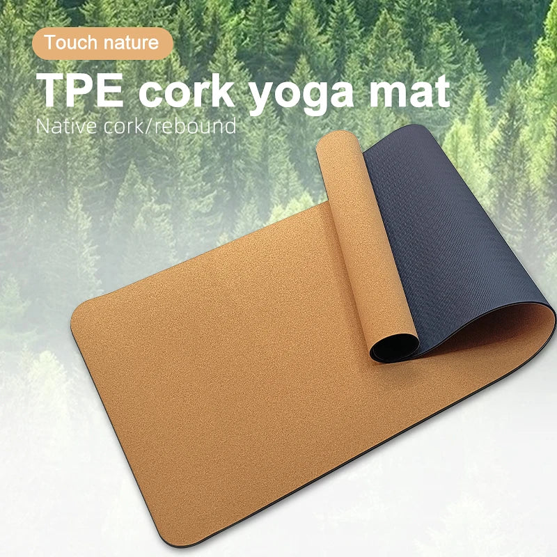 Tapete de Yoga de Corcho, Antideslizante, TPE Natural Orgánico, Grueso y Ecológico, para Pilates, Gimnasio en Casa, Ejercicio, para Hombres y Mujeres