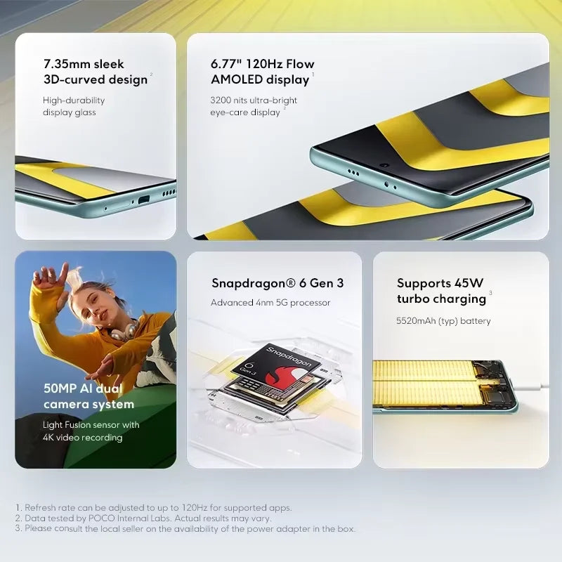 Versión Global Poco M8 5G 512GB 256GB Smartphone con Snapdragon 6 Gen 3, Cámara de 50 MP, Pantalla AMOLED de 6.77", Batería de 5520 mAh, Teléfono Poco de 45W