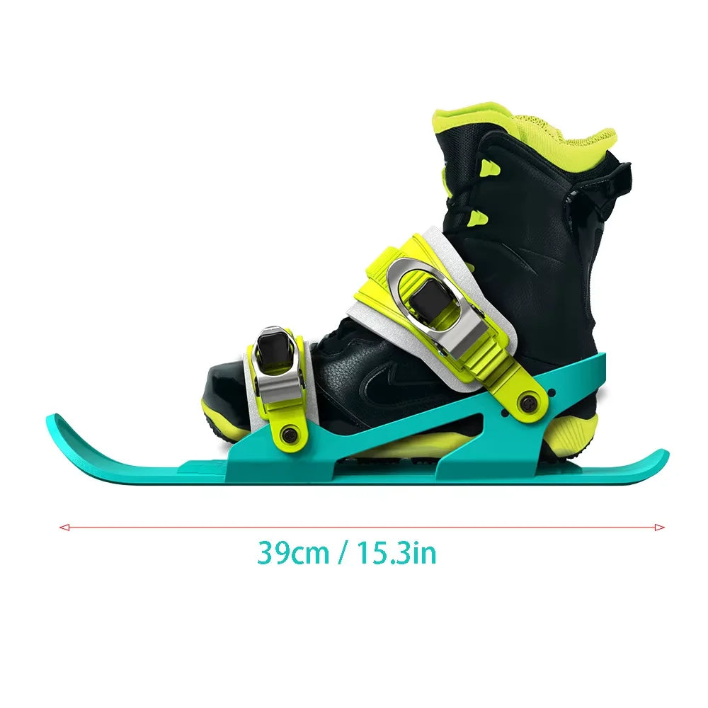 Mini esquís de nivel básico para adultos, adecuados para principiantes, botas de esquí que se pueden usar directamente en los pies, zapatos para caminar en la nieve