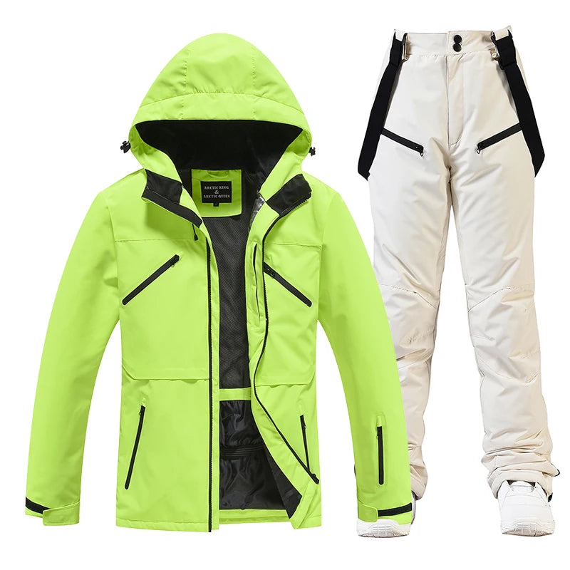 Conjunto de traje de esquí impermeable para hombre y mujer, traje de nieve, conjunto de chaqueta y pantalón de esquí, ropa de exterior, snowboard, en general