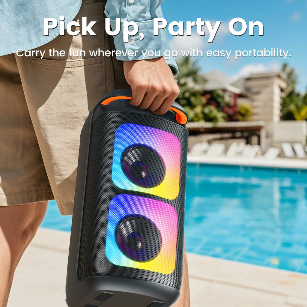Altavoz Bluetooth Grande T37, Máquina de Karaoke con Dos Micrófonos, USB, Tarjeta TF, Grabación, TWS, Altavoz de Karaoke con Reverberación