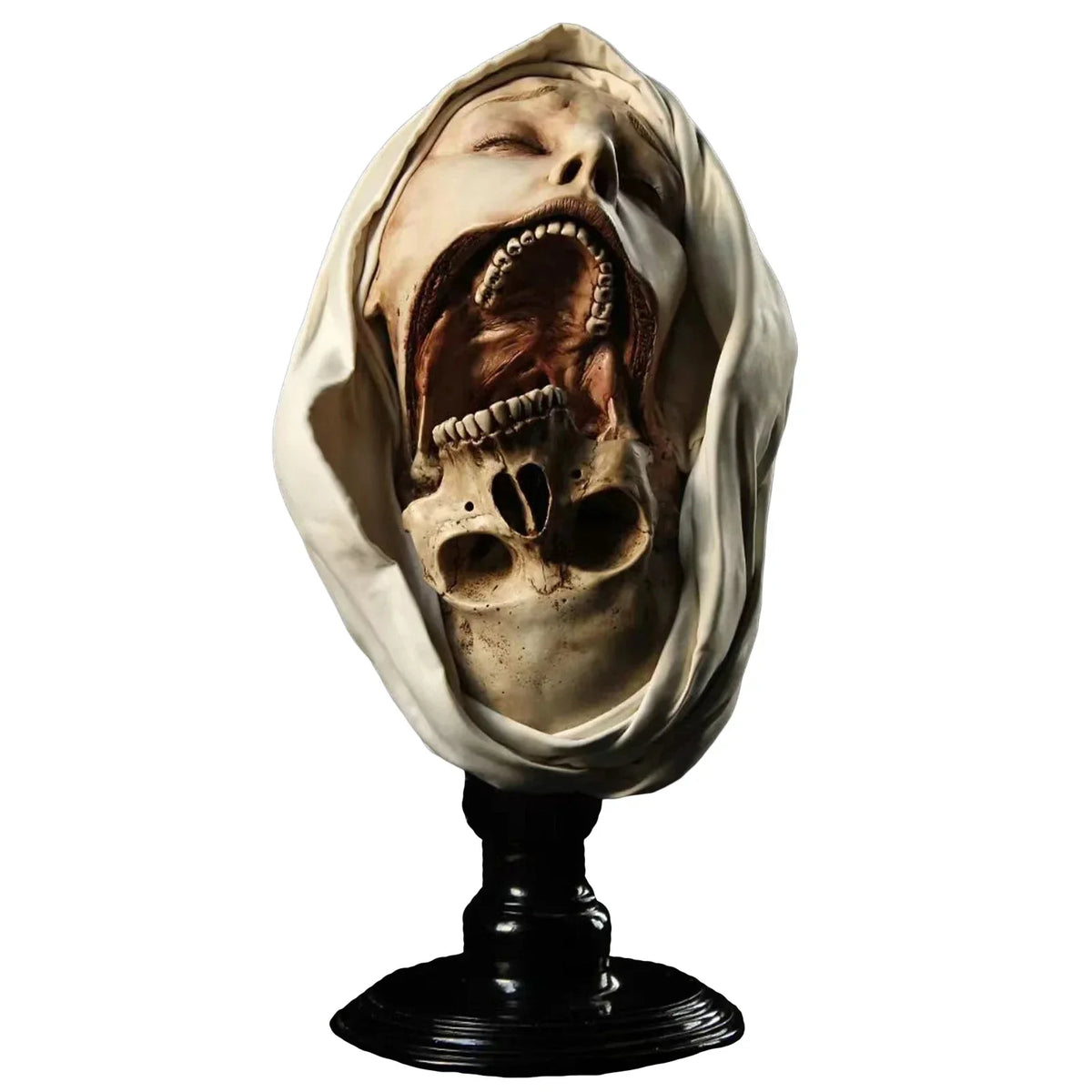 Estatua de resina de monja espeluznante, escultura de transfiguración de calavera para Halloween, decoración del hogar, figura de terror artística única, adorno de escritorio
