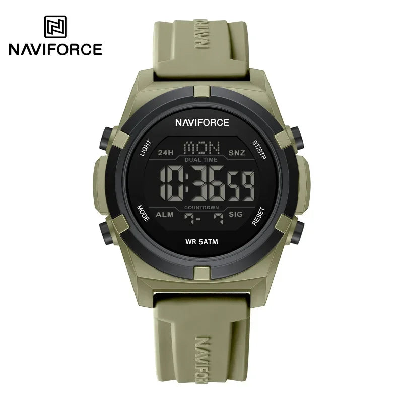 Reloj NAVIFORCE 2026 para hombre, reloj con alarma, cronómetro, resistente al agua 5ATM, pantalla dual LCD, reloj de pulsera de cuarzo para uso diario, casual y deportivo