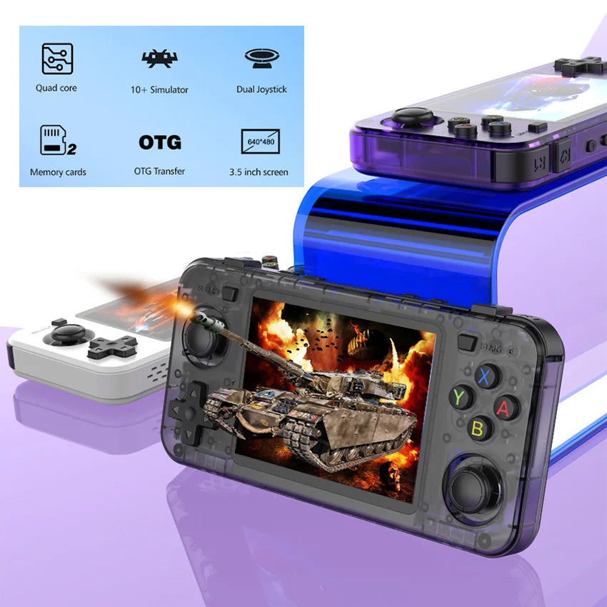 Consola de juegos retro portátil R36H ARKOS, reproductor de video de bolsillo de 64G 128G, pantalla IPS de 3.5 pulgadas, formato horizontal R36S, regalo para niños