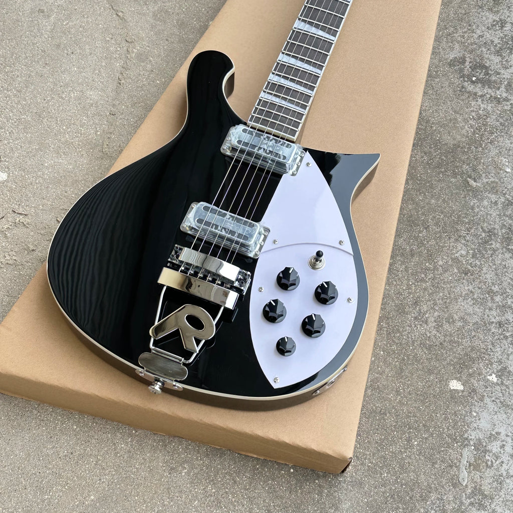 Guitarra eléctrica negra Rickenbacker 620 de alta calidad, guitarra de 6 cuerdas, cordal en forma de R. Envío gratuito.