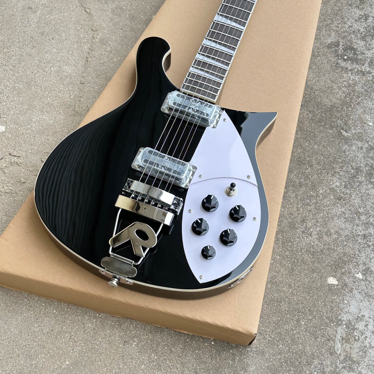 Guitarra eléctrica negra Rickenbacker 620 de alta calidad, guitarra de 6 cuerdas, cordal en forma de R. Envío gratuito.