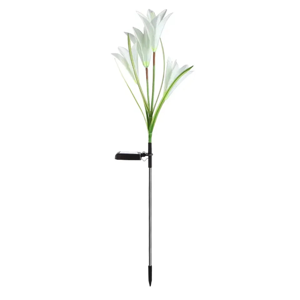 Luz Solar exterior con forma de flor de lirio Ip65, resistente al agua, alimentada por energía Solar para camino de jardín, luces de paisaje, decoración de patio