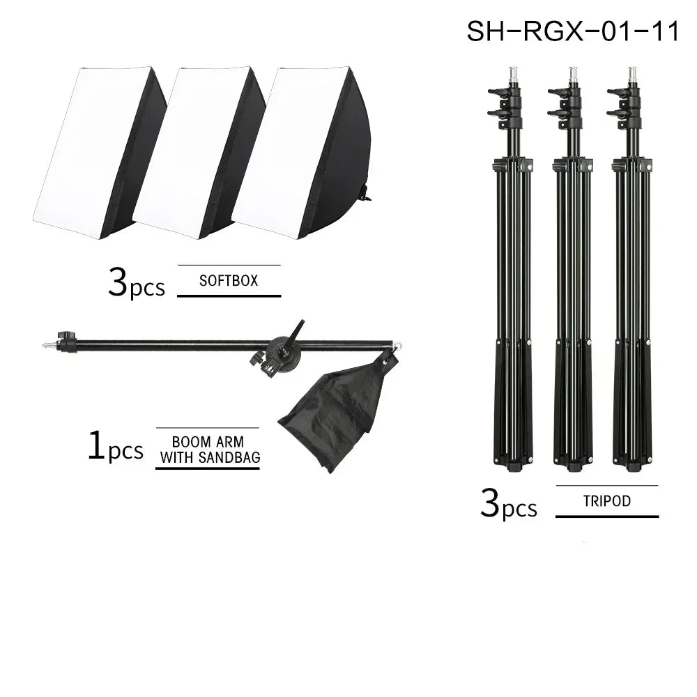 Kit de fotografía de luz Softbox, trípode de fotografía de 2M para luz de disco de caja suave Led de 45W, soporte de estudio fotográfico, iluminación, lámpara de grabación de vídeo