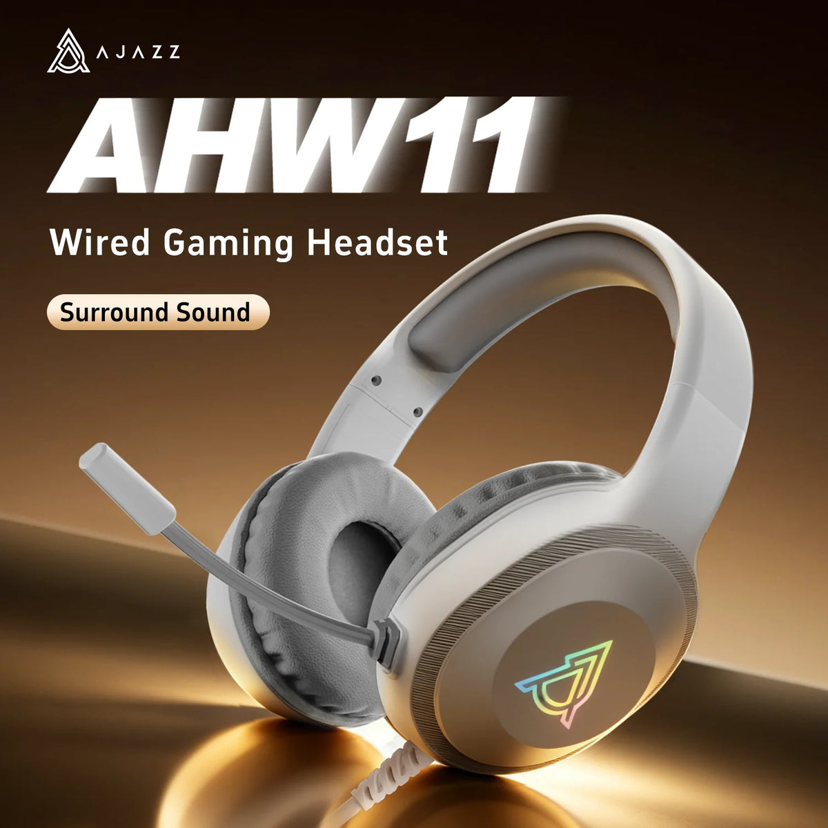 Auriculares gaming con cable blancos, diadema acolchada y micrófono
