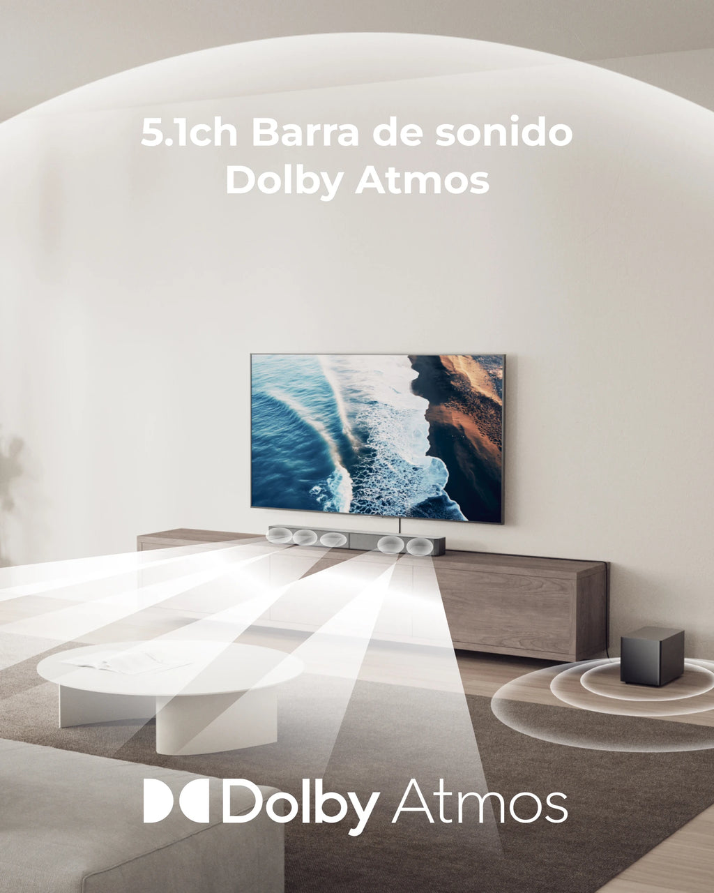 Barra de Sonido ULTIMEA 5.1CH con Subwoofer, Dolby Atmos, VoiceMX, BassMX, APP, Barra de Sonido de 340W para Smart TV, Sistema de Sonido de Cine en Casa