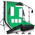 Kit de Iluminación para Estudio Fotográfico con Softbox, Marco de Fondo de 2.6x3M, 3 Telones de Fondo, Soporte de Trípode, Reflector y 4 Sombrillas