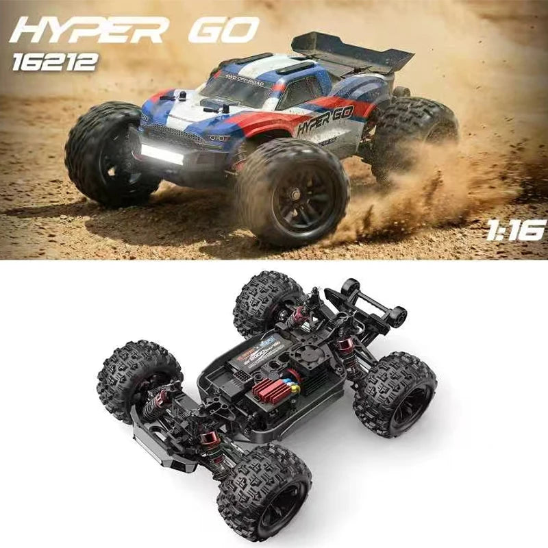 MJX Hyper Go, coche de control remoto 4WD a escala 1/16, motor sin escobillas, 60 km/h, control remoto 2.4G, camión de carreras todoterreno, juguete, regalo.