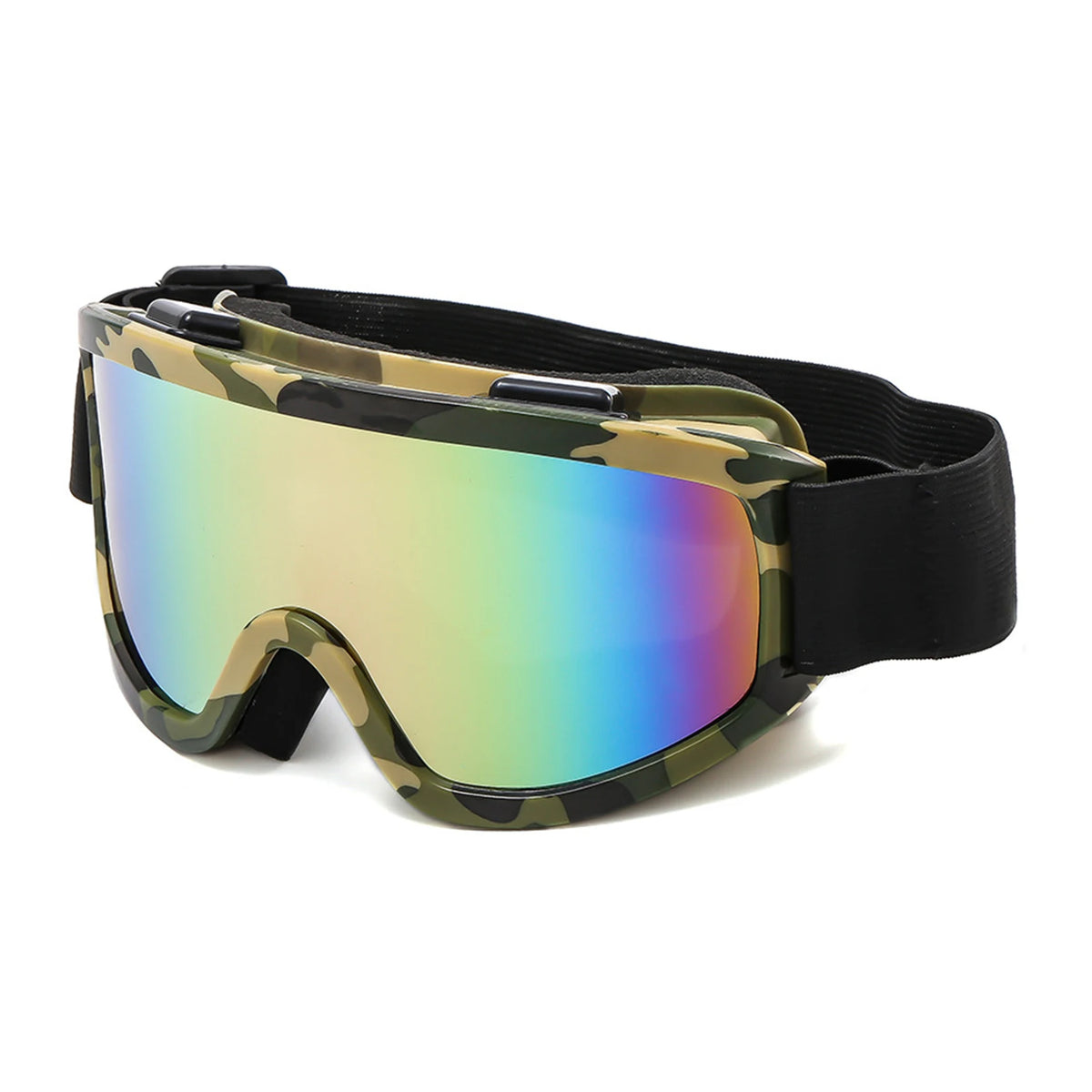 Gafas de esquí con montura grande y lentes de colores, anticolisión y antirreflejos, ideales para deportes al aire libre, nieve y snowboard.