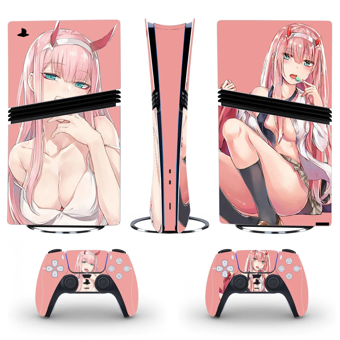 Adhesivo de vinilo para consola y 2 mandos PS5 Pro Digital, diseño de chica anime kawaii