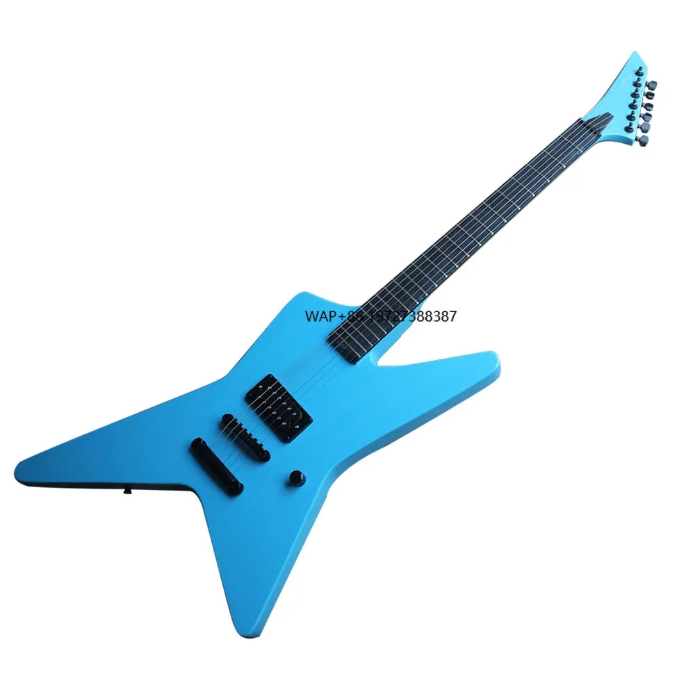 Guitarra Eléctrica Azul de Forma Inusual con Diapasón de Palisandro, 22 Trastes